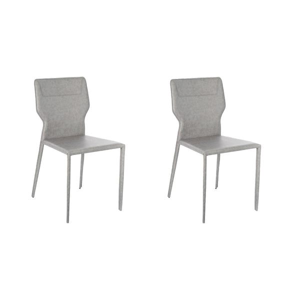acquista Set 2 Sedie 56x44xH86,5 cm in Similcuoio e Metallo Kim Grigio chiaro