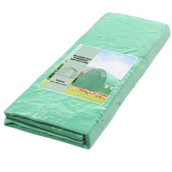 acquista Telo per Serra 4x3x2 m con 8 Finestre Porta Avvolgibile e Bordi Interrati in PE Verde