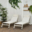 Set 2 Lettini Prendisole da Giardino 55x195x30 cm in Alluminio e Poliestere Beige