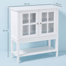 Credenza Cucina Moderna 80x28x84 cm con 2 Ante in Vetro Temperato e Ripiano Regolabile in MDF Bianco      