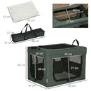 Trasportino per Cani Mini e Gatti 60x42x42 cm con Cuscino Sacca di Trasporto e Porte a Rete Grigio      