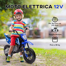 Moto Elettrica per Bambini 3-6 Anni 107x56x70 cm Batteria 12V e Rotelle Rimovibili Blu   