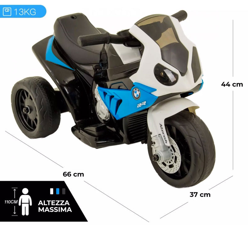 Moto Motocicletta Elettrica per Bambini 6V con Licenza BMW S1000RR Blu