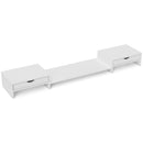 Supporto per Monitor da Scrivania 60-116x22x12 cm con 2 Cassetti 3 Spazi Sottostanti Portata 14kg Bianco      
