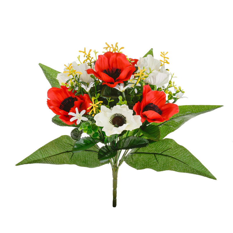 Set 4 Bouquet Artificiali di Anemoni Altezza 34 cm Rosso