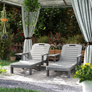 Set 2 Sdraio da Giardino Regolabili 79x158x88 cm con Tavolino e Braccioli in Polipropilene Grigio Scuro      