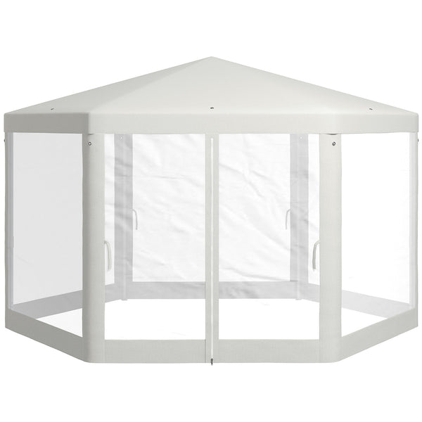 Gazebo da Giardino Esagonale con Doppio Ingresso 3.94x3.94x2.5 m in Metallo e Poliestere Crema acquista