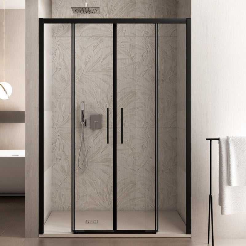 Porta Parete Doccia 2 Ante Scorrevoli in Cristallo Trasparente 6mm H195 Bonussi Eliane Varie Misure