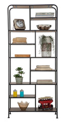 Libreria Essential 80x30x180 cm in Ferro e MDF Nero e Marrone