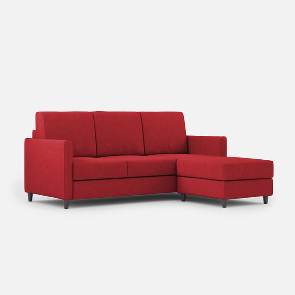 prezzo Canapé 3 places Karay avec pouf 198x155x85 cm en tissu rouge