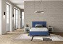 Letto 1 Piazza E Mezzo Testata Liscia Imbottito in Similpelle Adele Blu Varie Misure