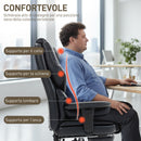 Sedia da Ufficio 76x73x117-125 cm con Poggiapiedi e Poggiatesta in Pelle PU Schiuma e Metallo Nero      