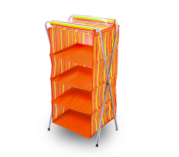 Organisateur peu encombrant avec support en métal 4 étagères 80x40x32 cm Orange sconto