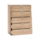 Mobiletto 5 Cassetti Naturale 75x38x103 h cm in Truciolare bilaminato Marrone chiaro