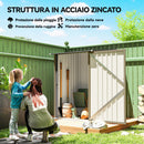 Casetta da Giardino Porta Attrezzi 100x104x160 cm con Porta in Acciaio Galvanizzato Marrone e Grigio Scuro      