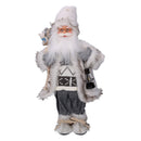 Pupazzo Babbo Natale in Tessuto con regali e lanterna grigio cm 30x17,5xh60