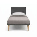 Letto Singolo con Rete Rivestita Microfibra Grigio Tessis Testata Flat Varie Misure