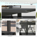 Tavolo da Giardino Allungabile Meccanismo a Farfalla 160-220x90x73 cm per 6-8 Persone in Alluminio Grigio  