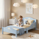 Letto Montessori per Bambini 3-6 Anni 146x76,5x54,5 cm con Sponde Anti-Caduta a Forma di Nuvola in MDF e Compensato Blu      