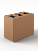 Pattumiera a 3 Scomparti Totale 135 L 84x44x63 cm con Contenitori Interni in Acciaio Verniciato Corten 