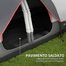 Tenda da Campeggio 450x215x180 cm 6 Posti con 2 Stanze Separate Grigio   