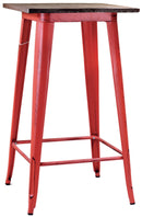 Tavolino da Bar in Metallo Top Legno Bristol Rosso