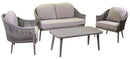 Set Salotto da Giardino Divano 2 Poltrone e Tavolino in Corda Renton Grigio