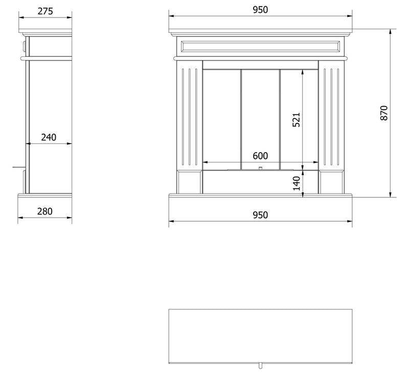 Camino a Bioetanolo da Pavimento 95x28x87 cm Flig San Diego Light Bianco