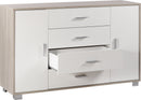 Mobile 2 Ante 4 Cassetti 136x86x41 cm Olmo Chiaro/Bianco Fiammato