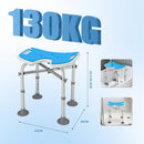 Sgabello da Doccia per Anziani e Disabili 44x39x42,5–52,5 cm Piedi Antiscivolo Blu      