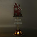 Casetta legno rosso con led cm 17x15,3xh56,5