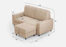Divano 2 Posti con Pouf 148x155x85 cm Sakar in Tessuto Beige