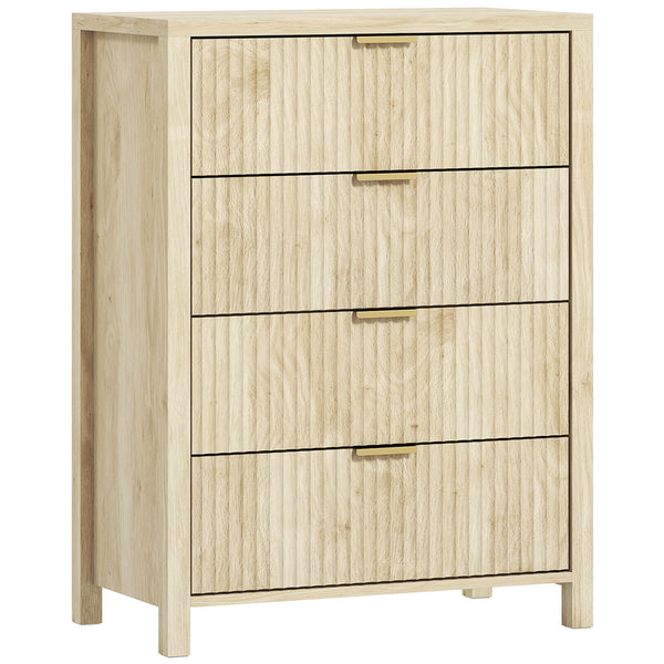 prezzo Cassettiera con 4 Cassetti Design Canettato 70x38x93 cm Maniglie Dorate in MDF Color Legno