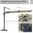 Ombrellone a Sbalzo 295x295 cm Inclinabile con Base a Croce Bianco Crema  