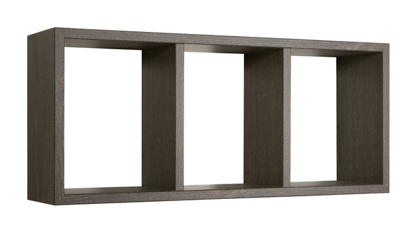 prezzo Etagère rectangulaire 3 compartiments muraux 70x30x15,5 cm en panneaux de fibres de bois Chêne Foncé Tristano