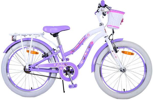 Bicicletta per Bambine 20" Freni Vbrake con Cestino e Portapacchi Viola e Bianco acquista
