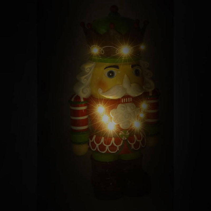 Soldatino Schiaccianoci in Resina 26x18xh48 cm con LED Decorazione Verde