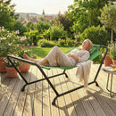 Amaca da Giardino 237x90x92 cm con Supporto Tasca Laterale e Poggiatesta in Metallo e Poliestere Verde Scuro      
