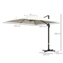 Ombrellone a Sbalzo 295x295 cm Inclinabile con Base a Croce Bianco Crema  