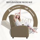 Poltrona Relax 64x86x102 cm Reclinabile Manualmente a 160° con Poggiapiedi in Tessuto Effetto Lino Beige      