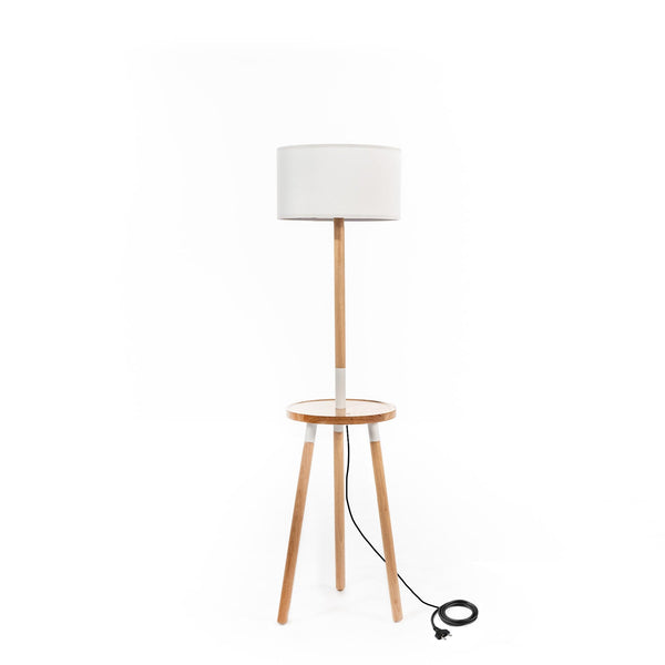 prezzo Lampada da Terra 40x40xH135 cm in Tessuto e Legno Acrux Bianco
