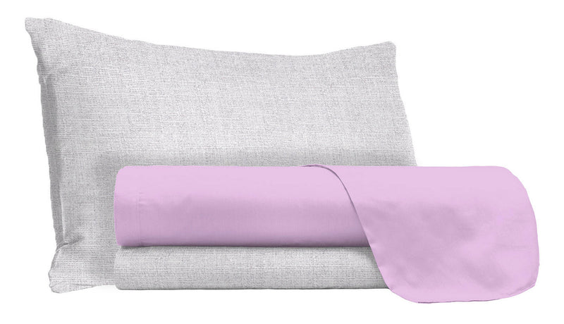 Set Lenzuola Sopra Sotto e Federe in Cotone Lilla Varie Misure