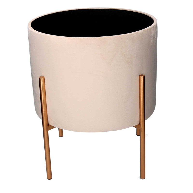 Pouf Contenitore Ø40xh51 cm in Tessuto Crema