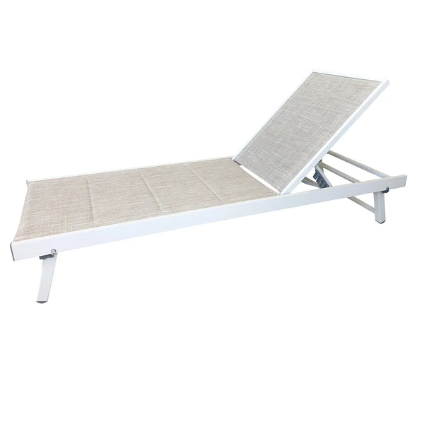 online Lettino Prendisole da Giardino Reclinabile Tenerife 188x63,5x73/30,5 cm in Alluminio e Textilene Bianco e Melange