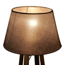 Lampada da Tavolo Paralume in Lino Base in Legno di Paulonia Grigio 68,5 cm 