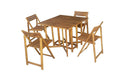 Set Tavolo + 4 Sedie da Giardino Pieghevole in Legno Marrone