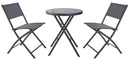 Set Tavolino e 2 Sedie Pieghevoli da Giardino in Acciaio e Textilene Grigio Scuro