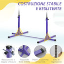 Barra da Ginnastica per Bambini 3+ Anni 194x121x92-150 cm in Acciaio e Legno Massello di Faggio Viola      