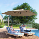 Ombrellone a Sbalzo Inclinabile con Manovella 415x293x270 cm con Base a Croce Kaki   