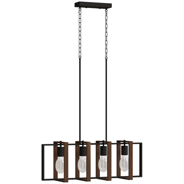 Lampadario a Sospensione Rustico 80x21x90-130 cm con 4 Cornici Girevoli e Catena Regolabile Nero e Marrone acquista